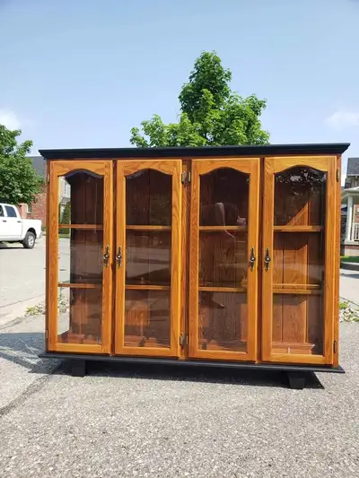One of a Kind Quality Canadian Made DISPLAY CABINET in Solid Oak, View more