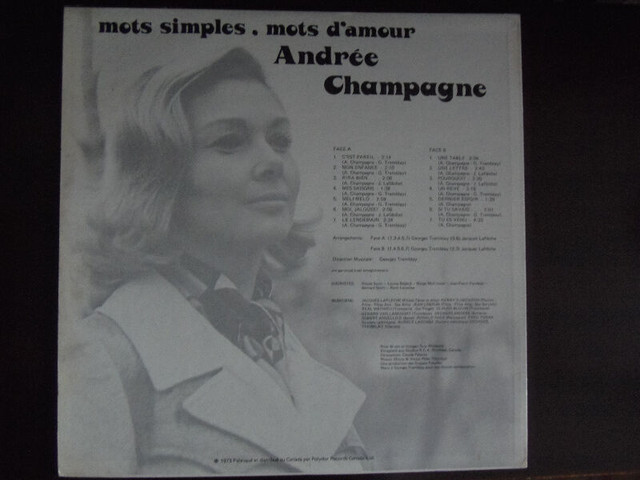 Andree Champagne LP in Arts & Collectibles in Gatineau - Image 2