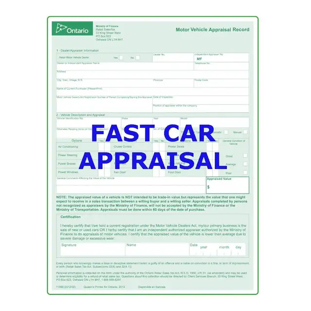 Appraisal Services For MTO Vehicle Registration