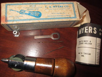 Vintage C. A. Myers Co. Famous Lock Stitch Sewing Awl With Box