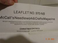 McCalls mag. leaflet  #970B,  from Summer1979.Make Xmas Gnomes