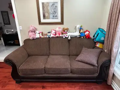 Brown Sofa Set – 2 Sofas + 1 Armchair – Good Condition, View more