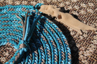 Braided blue paracord mecate horse riding reins