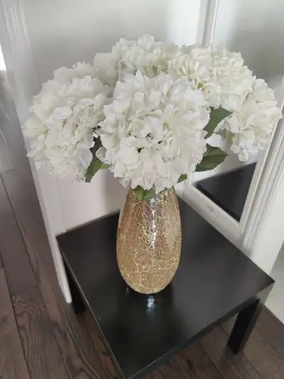 Large Glass Decorative Vase with Included Flowers, View more