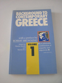 Background To Contemporary Greece Volume 1