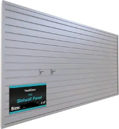 NeatiEase Slatwall Panel Wall Storage Systems, 4 x 8ft Slat Wall Paneling Garage Wall Organizer, Hea...