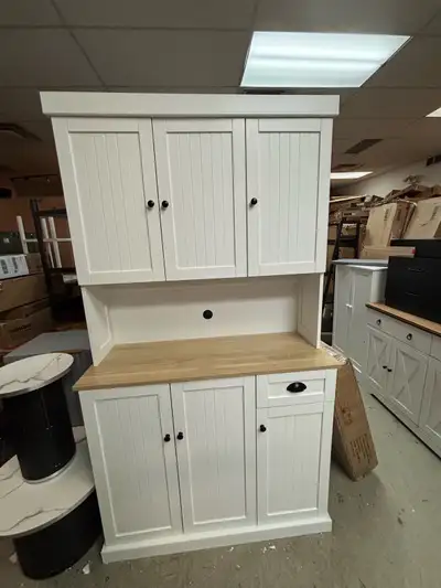 White Kitchen Hutch，Kitchen Pantry, View more