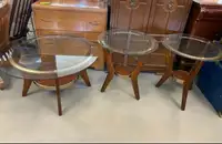 GLASS TOP COFFEE AND END TABLES SET 