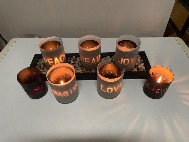 Inspirational Candle Holders, tray and pebbles in Home Décor & Accents in City of Toronto