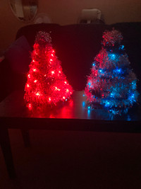 2 tabletop Christmas trees