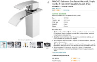 ROVOGO Bathroom Sink Faucet Waterfall, Single Handle 1 Hole Vani