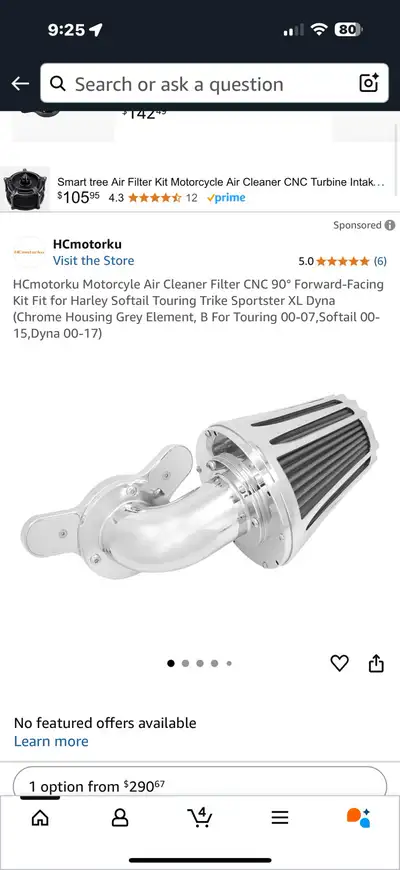 A brand new HCmotorku Motorcycle Air Cleaner Filter CNC 90 degree Forward-Facing Kit, perfect for Ha...