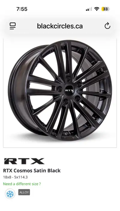 Wheel Diameter: 18 Color Satin: Black Wheel Width: 8.0 Type: ALLOY Bolt Pattern : 5x114.3 Season: Wi...