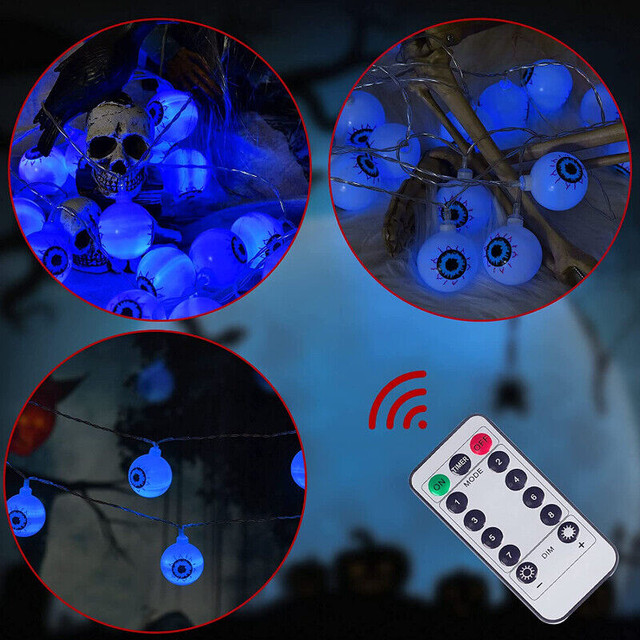 30 LED Eyeball String Lights, 8 Modes Waterproof w/Remote Blue in Holiday, Event & Seasonal in City of Toronto - Image 4