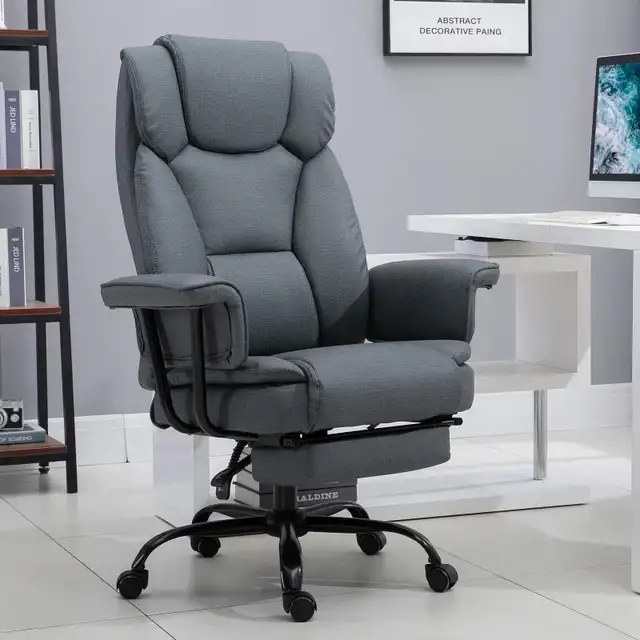 Swivel Reclining Office Chair with Ergonomic with Footrest, Grey in Chairs & Recliners in Markham / York Region - Image 11
