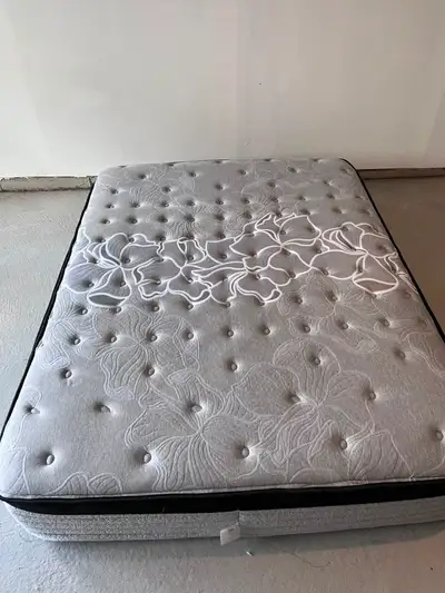 queen bed, mattress and box for sale, View more