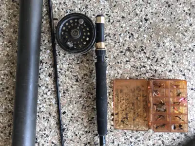 fly rod , reel and case, View more