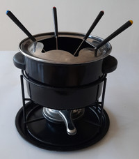 Black Metal Fondue Set (non-stick\teflon).Chocolate\Cheese fondu