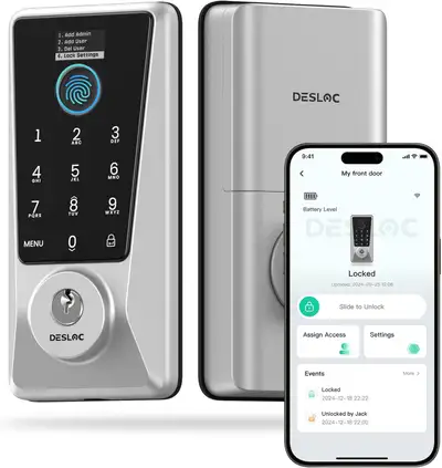 DESLOC Smart Lock Updated D110 Plus, Fingerprint Keyless Entry, View more