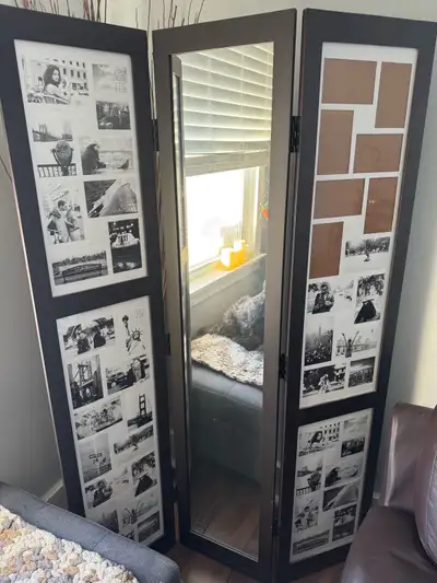 Add a touch of elegance and privacy to your space with this beautiful three-panel room divider, it f...