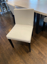 IKEA Low Back Nils dining chair. White Canvas OME + BEMZ Navy