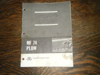 Massey 74 Plow Operators Manual 1970