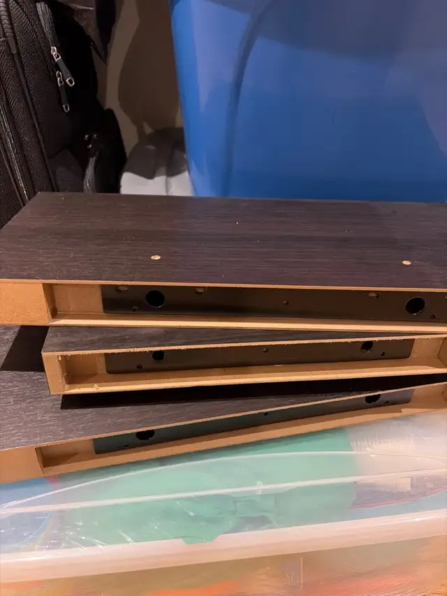 Set of 3 Dark Wood Floating Wall Shelves with Brackets