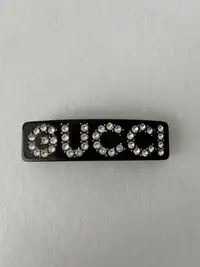 Gucci black resin and crystal hair clip 
