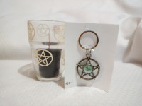 Wiccan Pentagram Candle holder & Key Chain Set!