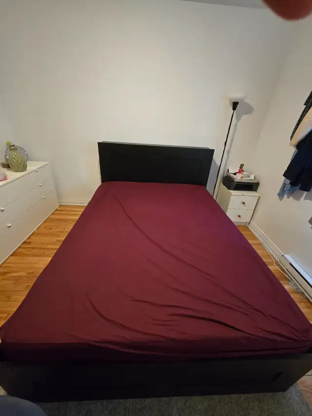IKEA Used Brimens Bed and head of bed in Beds & Mattresses in City of Montréal - Image 2
