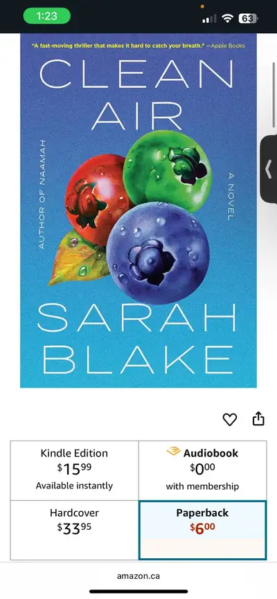 Grab a page-turner with this paperback copy of 'Clean Air' by Sarah Blake! This gently used novel is...