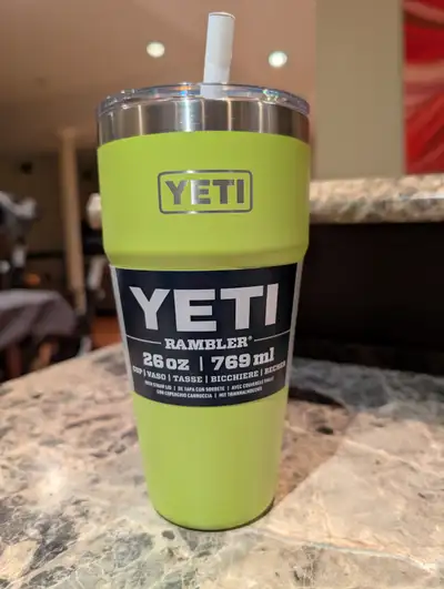 Yeti Rambler Cup 26oz 769ml With Straw Lid in Chartreuse NEW, View more