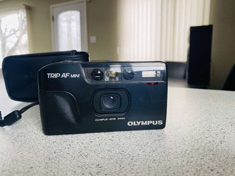 Olympus TRIP AF Mini 34mm Lens 35mm Film Camera w/ Leather Case  for sale  