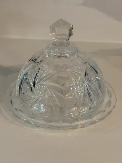 Crystal Round Butter Dish with Cloche, View more