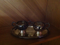 Sterling Silver Cream and Sugar Set with Tray 1940's