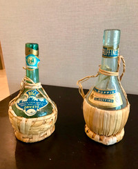 Two beautiful 60 year old wine bottles from Italy