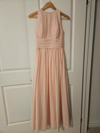 Blush pink floor-length bridesmaid dress 