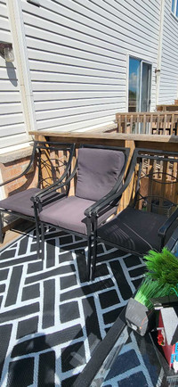 6 black out door chairs