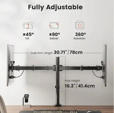 Richmond Hill- dual monitor mount arm for 2 screens, View more