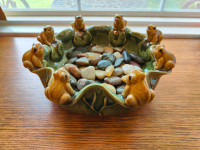 Frog Majolica Pottery with Stones