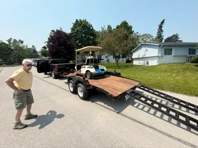 FLAT BED CAR HAULER 16x8 ft BRAND NEW RESTORED, Double axel Brakes Wheel bearings hubs lugs all bran...