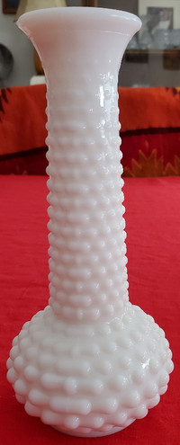 Milk Glass hobmail pattern vase
