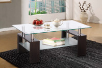 07-017 Glass Coffee Tables with Espresso Legs and Chrome