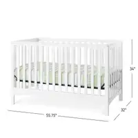 White Crib w/ Non-Toxic Paint (waterproof mattress included)