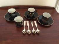 DEMITASSE Tea Cups & Saucers * Reduced *JAPAN *  Bird Motif