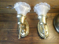 2 Antique Style Brass Wall Mounted Lights Fixtures