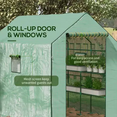 4.6' x 4.7' x 6.2' Walk-in Greenhouse with 3 Tier 8 Shelves, View more