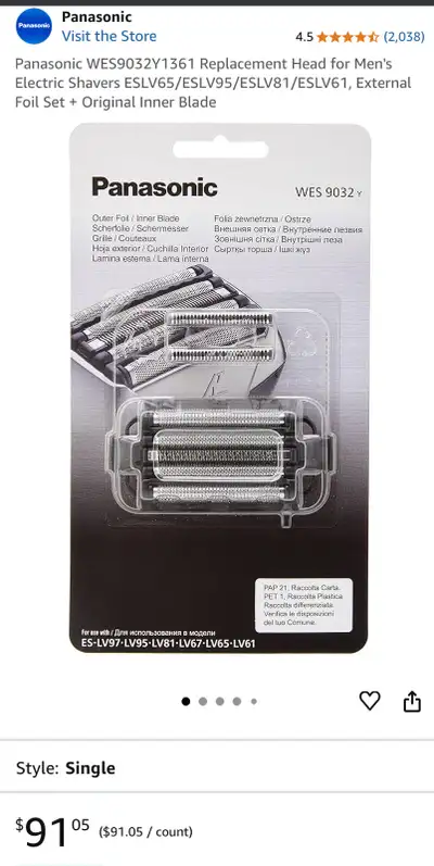 A brand new Panasonic WES9032Y1361 replacement shaver head, compatible with ES-LV97, ES-LV95, ES-LV8...