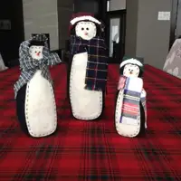 Snowman Family, Hand Made/Felt Group of Three.