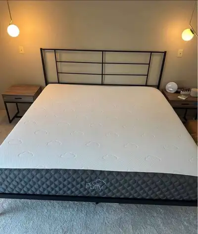 Queen size metal bed and mattress for sale , View more
